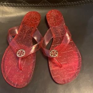 Jelly tory Burch flip flops with logo